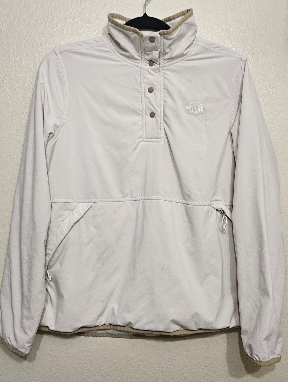 The North Face Women's Beige Pullover Jacket Quarter Snap Softshell Size L